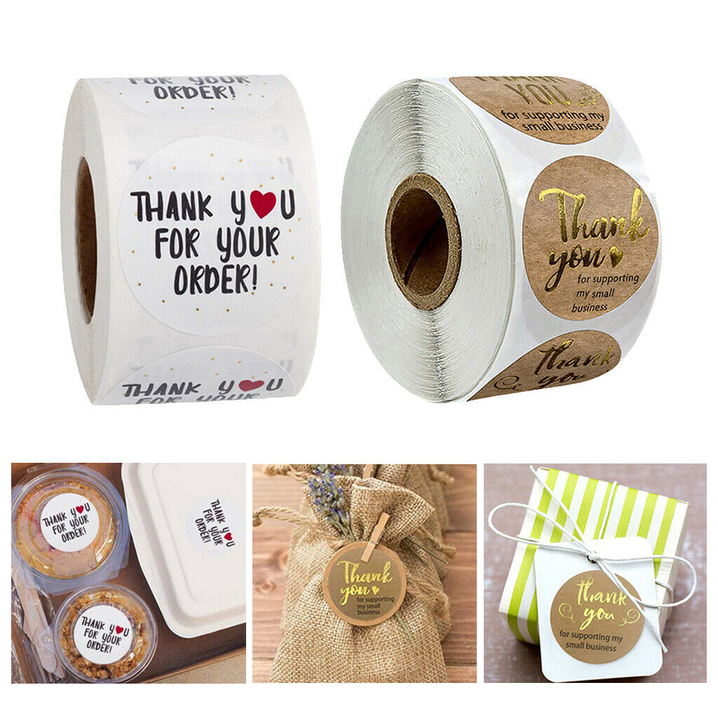 1000Pcs Handmade THANK YOU FOR YOUR ORDER Stickers Round Paper Labels DIY 1"
