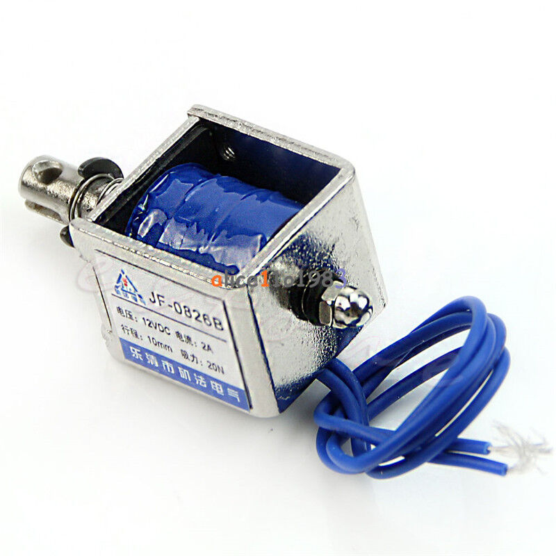 JF-0826B 12V/2A Reset 10mm 20N Push Pull Type Open Frame Solenoid Electromagnet