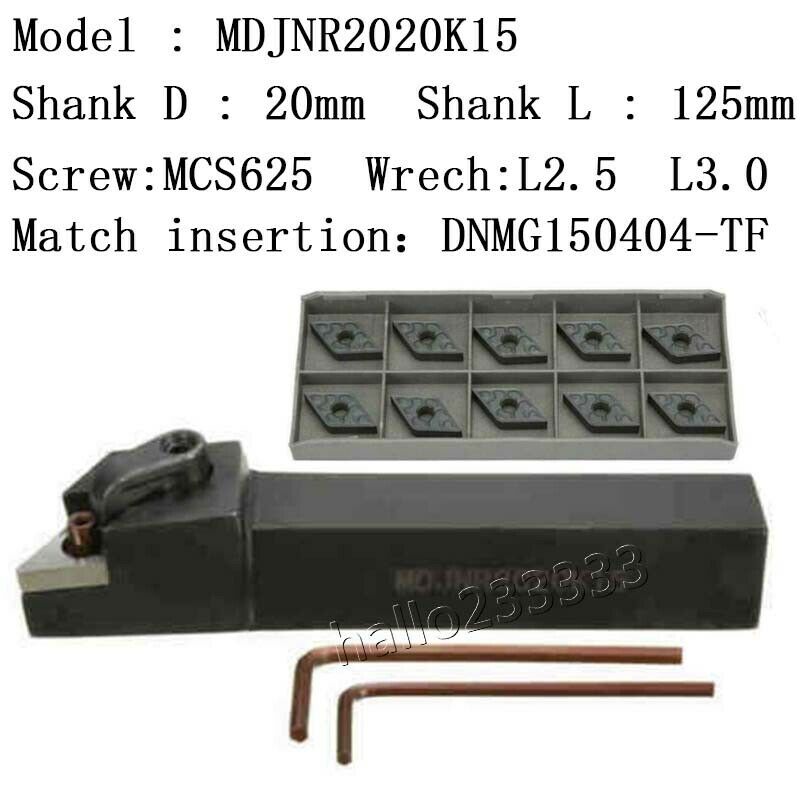 MDJNR2020K15 CNC Lathe External Turning Tool Holder + DNMG150604-TF IC907 insert