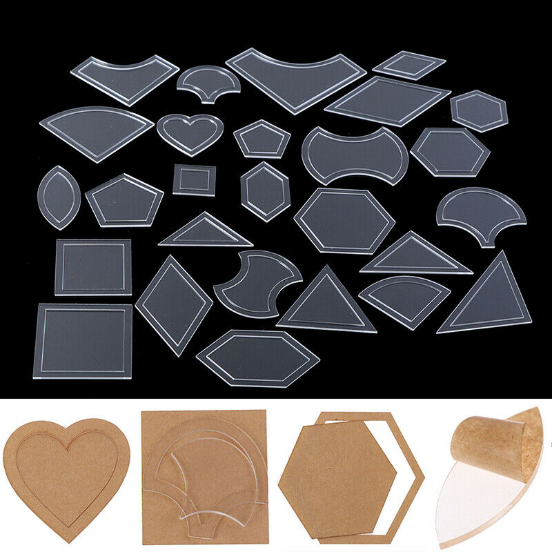 Set of 54pcs Acrylic Ruler Quilt Patchwork Template Quilting Sewing Craft  kl`BD