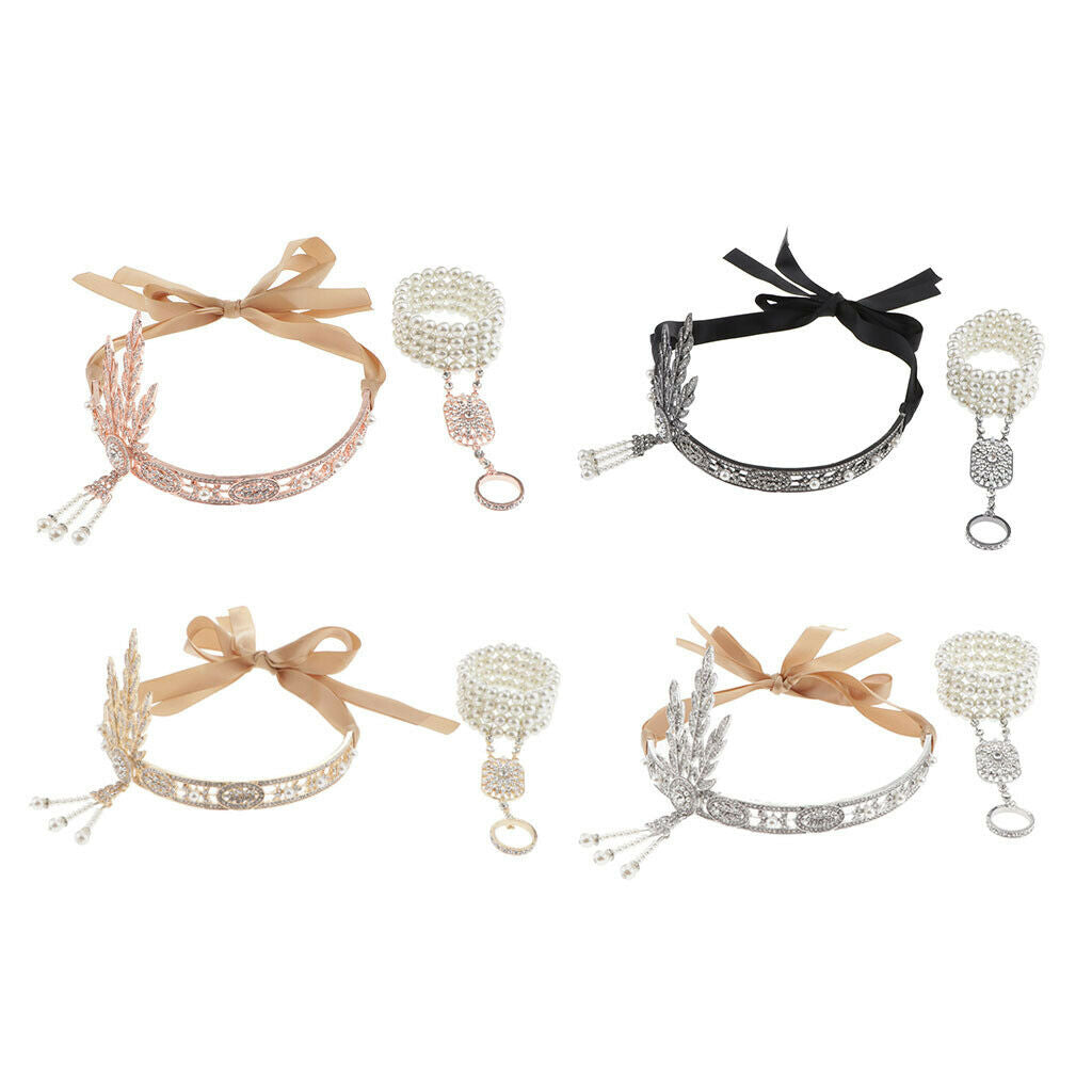 Retro Style 1920s Flapper Headband Hairband Crystal Crown Headdress Party