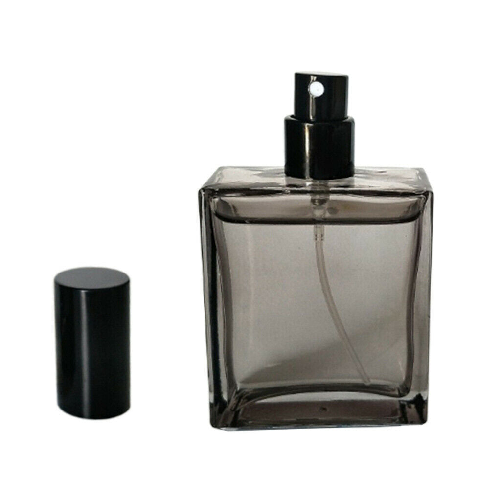 2Pcs Square Perfume Fragrance Pump Spray Bottle Sprayer Container Gray 1.7oz