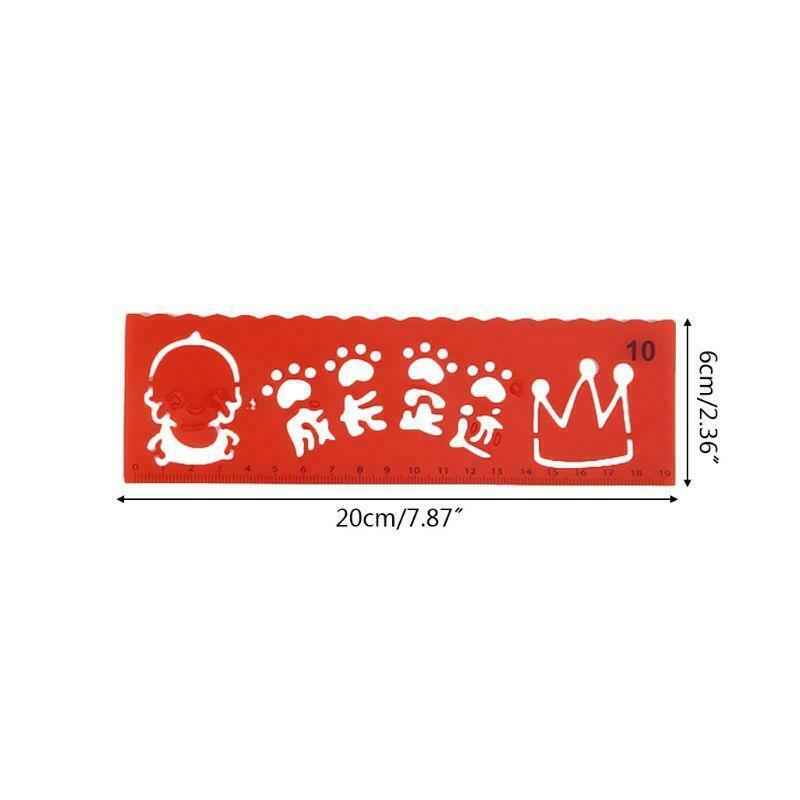 12Pcs Kids Cartoon Drawing Molds Ruler Plastic Children Painting Stencils DIY