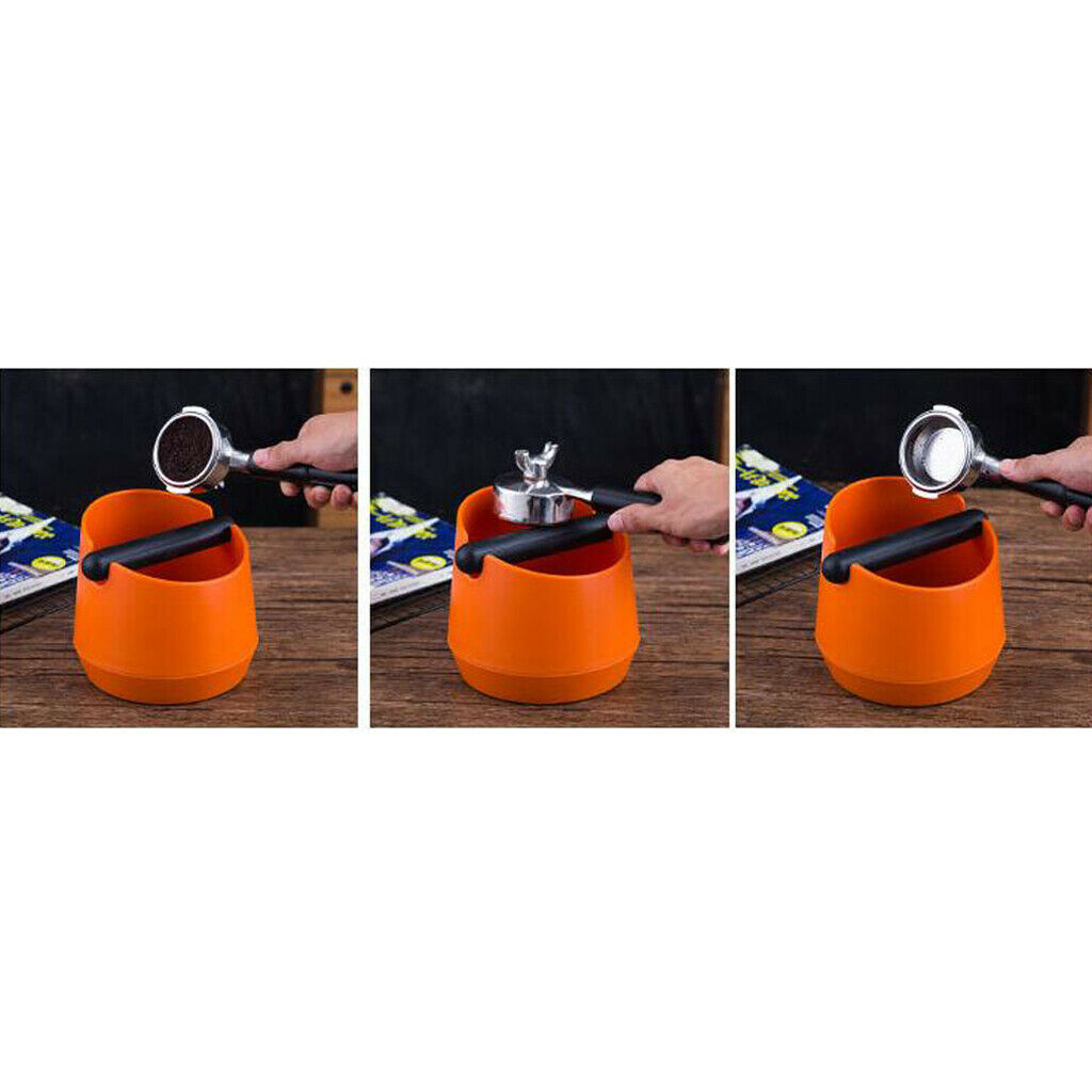 Coffee Knock Box with Handle Bucket Espresso Grinds Tamper Waste Bin Orange
