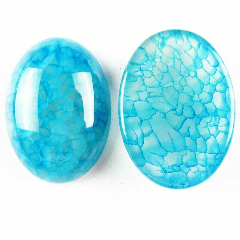 8pcs 25x18x6mm Blue Dragon Veins Agate 37g Oval Cab Cabochon A-276JM