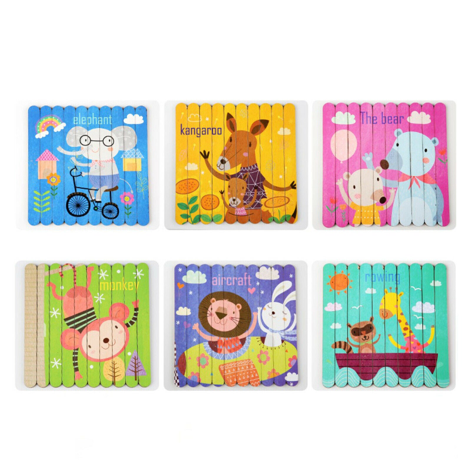Animals Wooden Jigsaw Puzzles Stacking Toys Peg Puzzle for Toddlers Kids