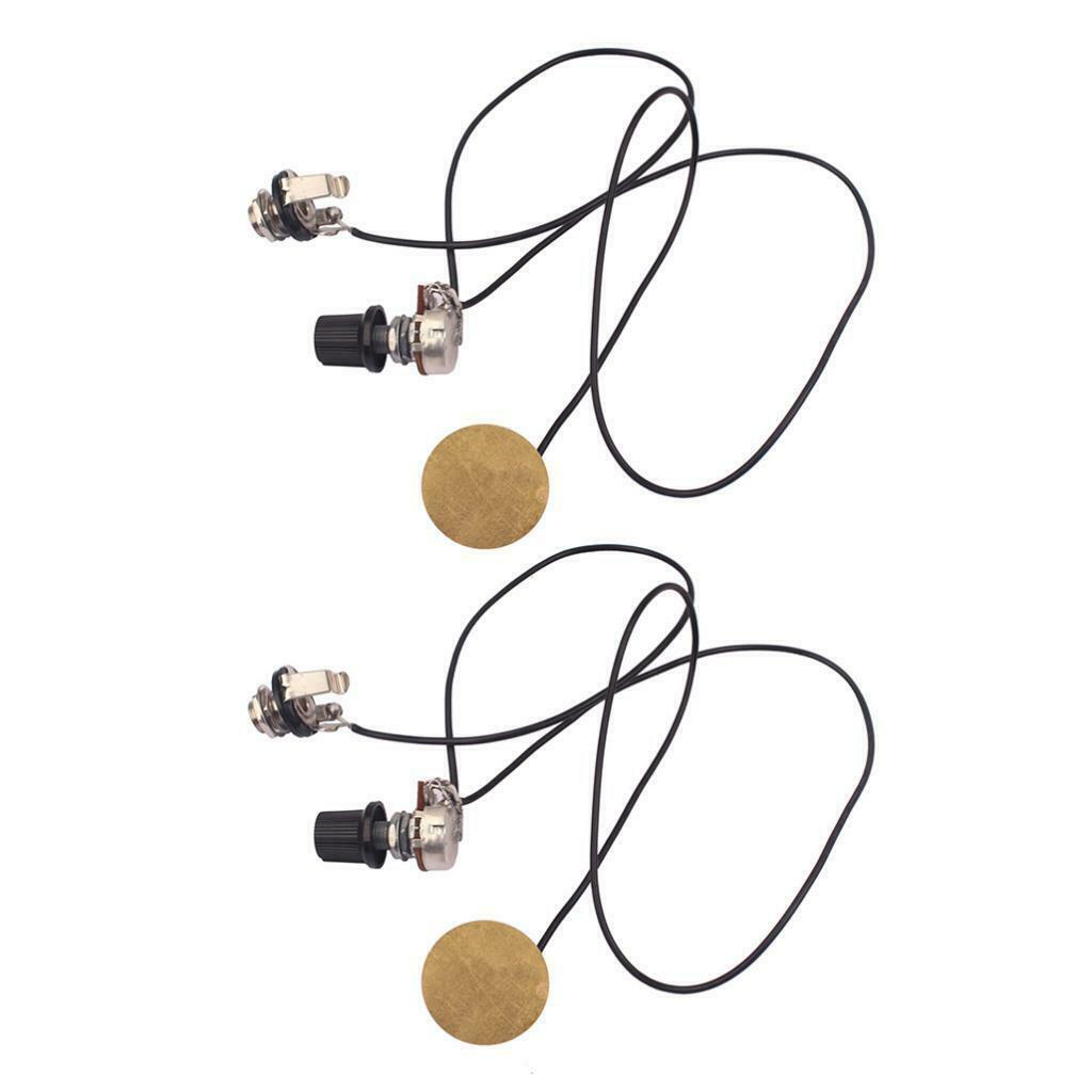 2 Set Piezo Pickup with Volume Control Knob 6.35mm Output Jack for DIY