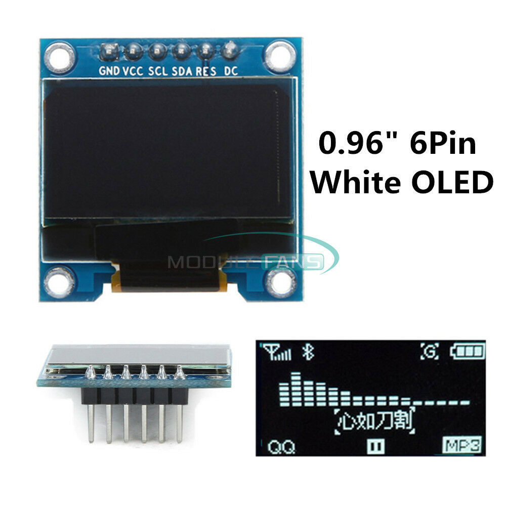 White 0.96" 6Pin OLED Display Module 12864 SPI&IIC I2C For Arduino Raspberry Pi