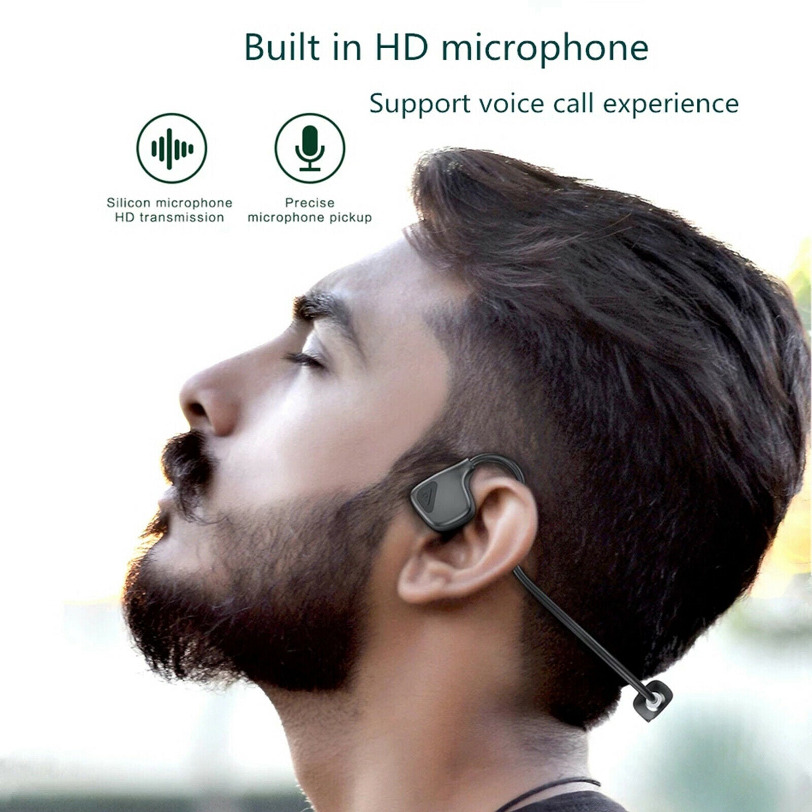 Running Bone Conduction Headphones Stereo Earbuds with Micophone For Running