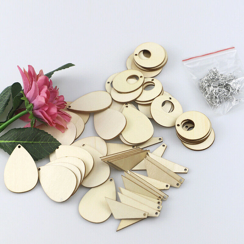 180pcs Unfinished Wooden Earrings Pendants Blank Cutout Pendants Jewelry MakBDA