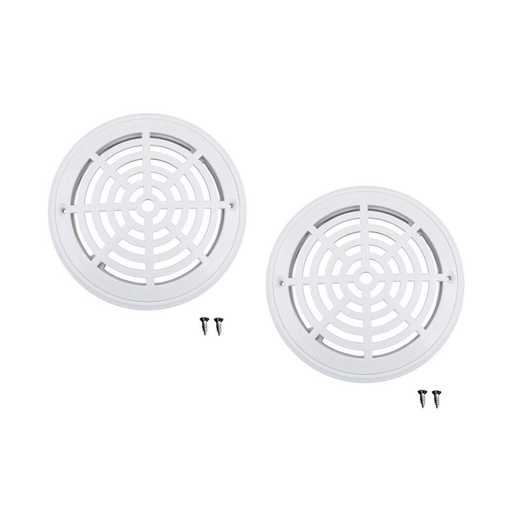 2Pcs Plastic Round 8'' Main Drain Cover Suction Outlet Accessory White