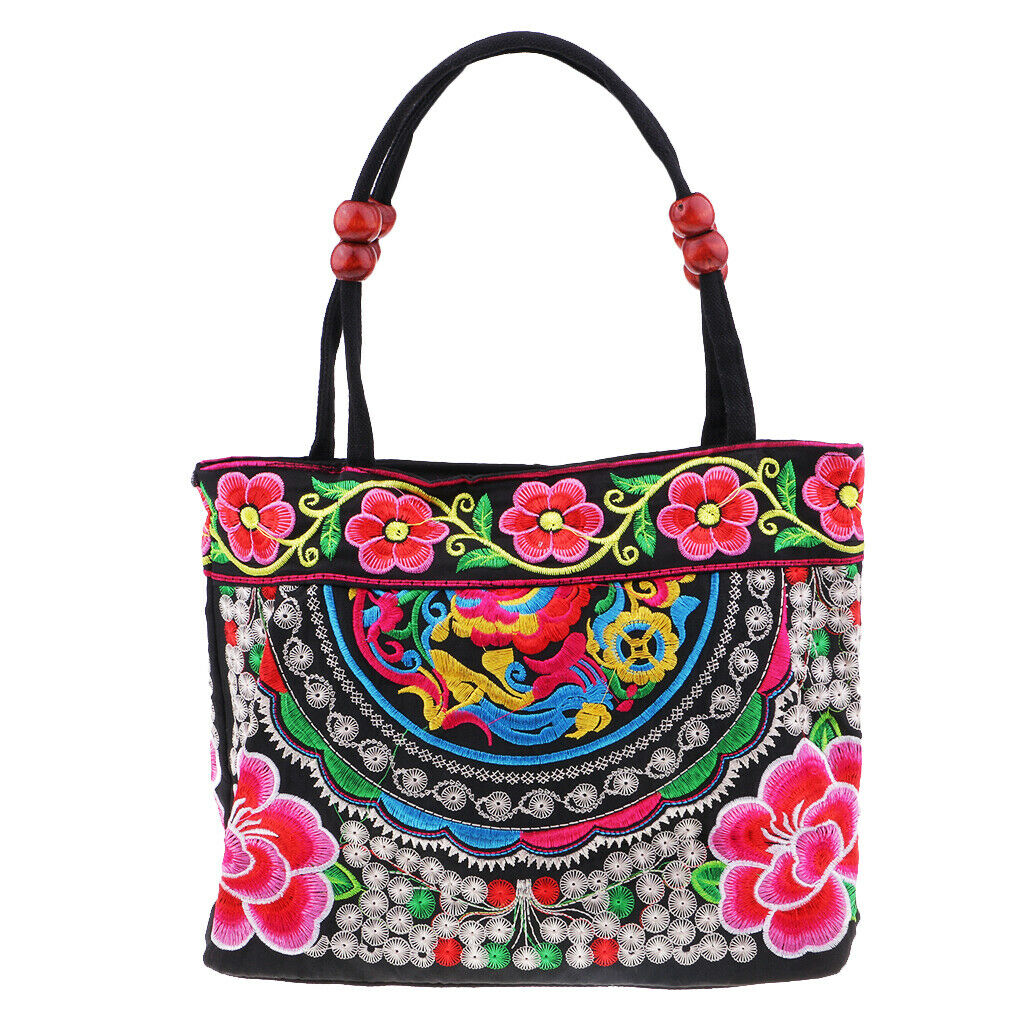 3x Boho Women Handbag Handmade Embroidered Tote Bag Handle Structured Beach Bag