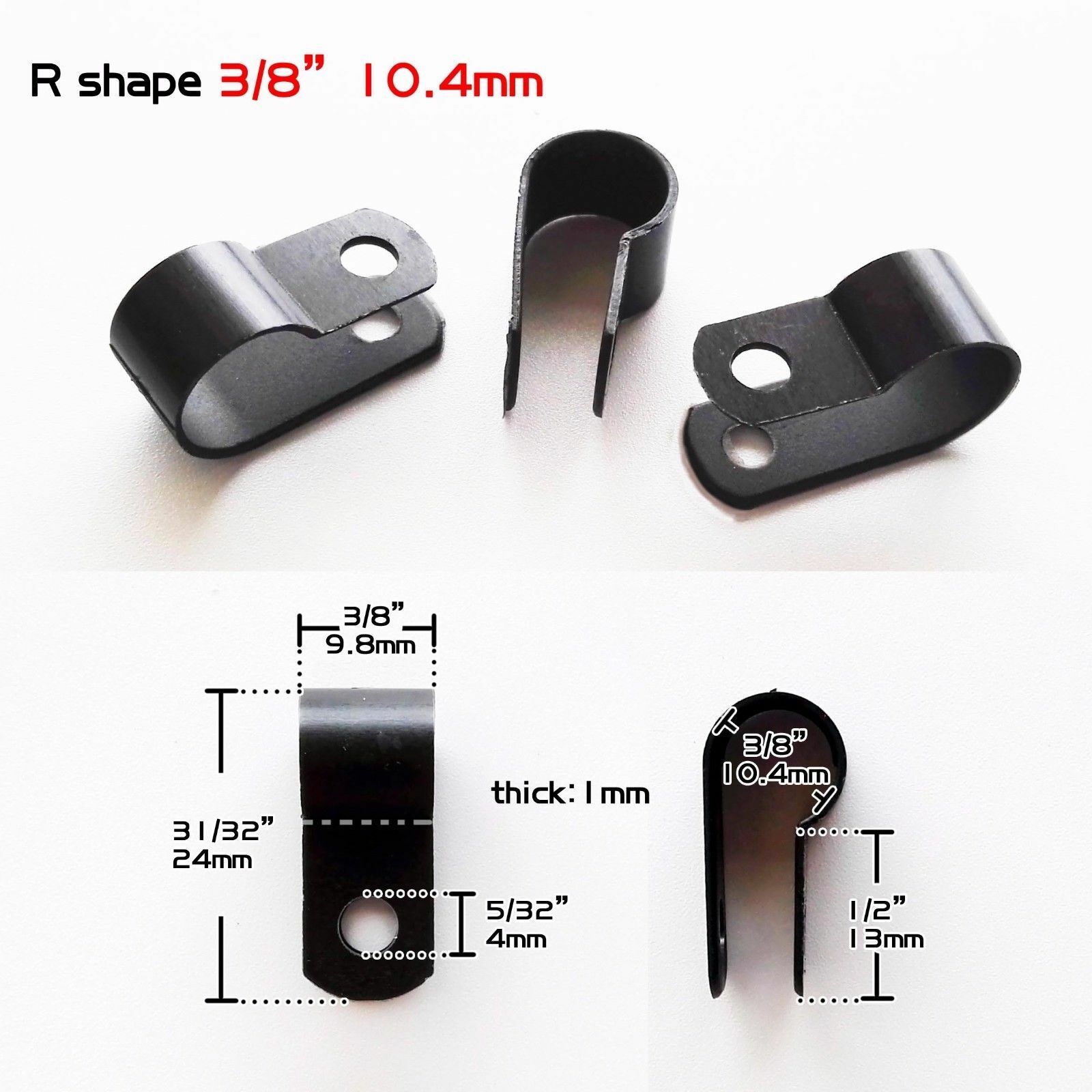 50pcs Black Nylon Plastic 3/8” Cable Clamp Wire Electrical Hose Loop Fixer Tie