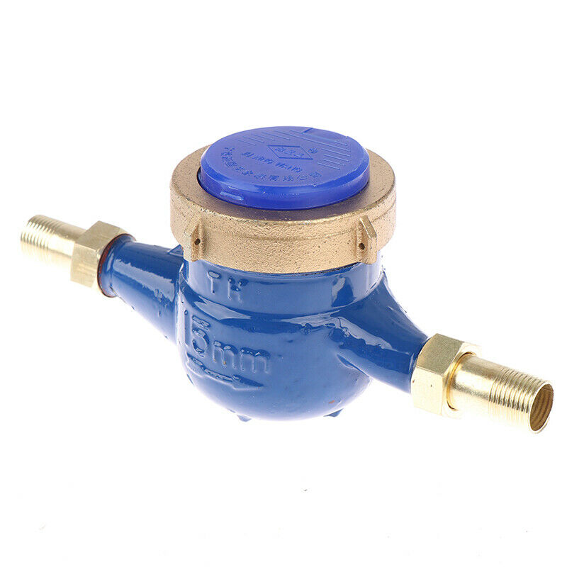 Water Meter Heavy Duty Brass Flow Measure Tap Cold Water Meter Home Garden WF