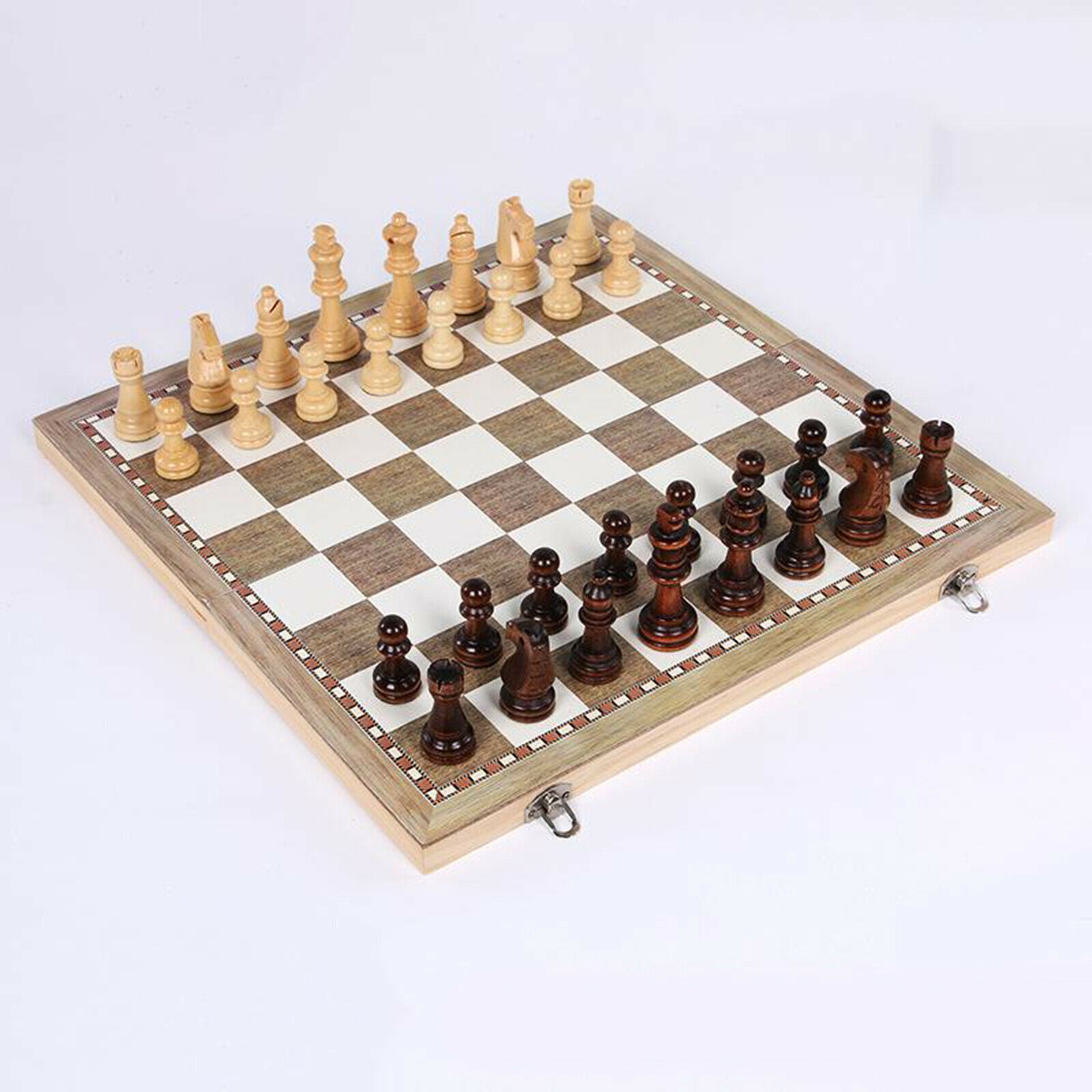 Wooden Folding Chess Set Backgammon Standard Puzzle Game Set Gift