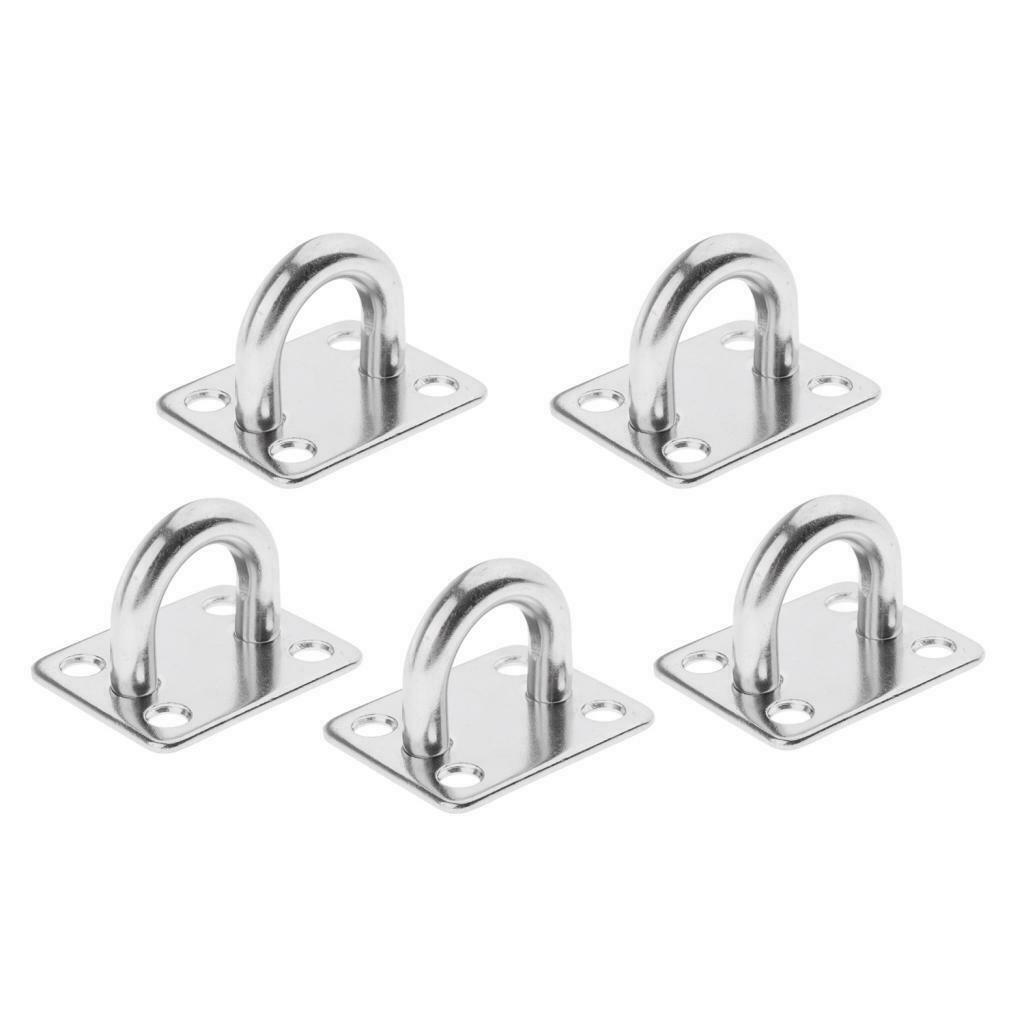 10 Pcs M5 Wall Ceiling Hook Stainless Steel Pad Eye Plate Marine Boat Rigging