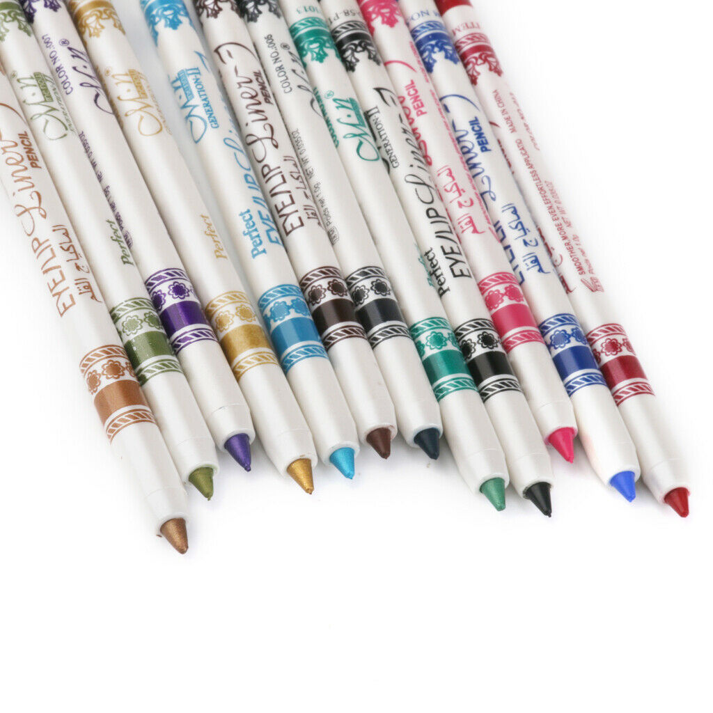 Cosmetic Eye Makeup Set, 12 Colors, Waterproof Eyeliner, Pencil for