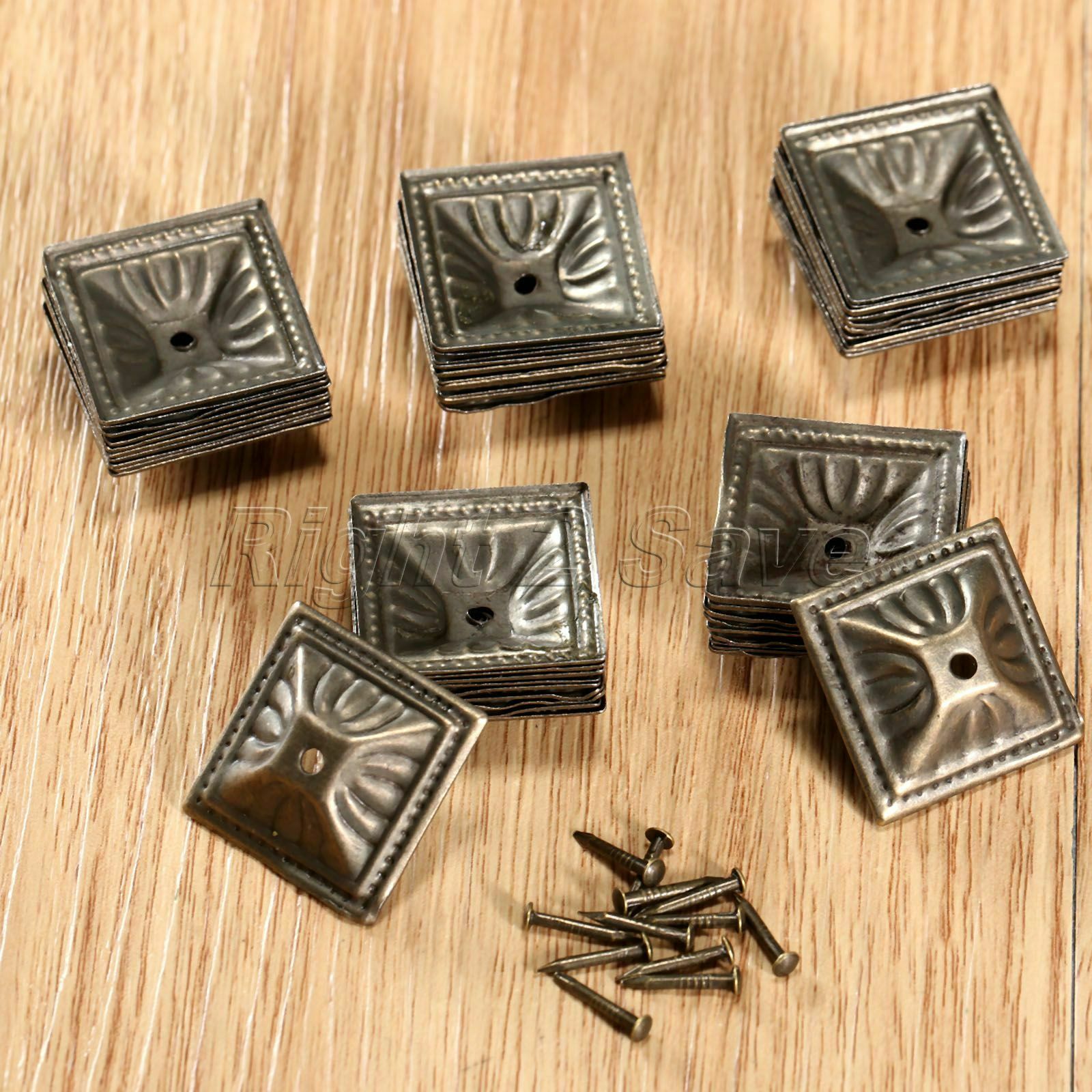 Retro Square Jewlery Box Upholstery Nail Closet Desk Drawer Tack Studs 10pcs