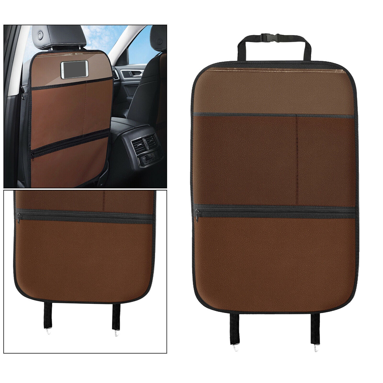 Auto Car Seat Back Cover Kick Mat Anti Stepped Dirty for Kids Brown Large