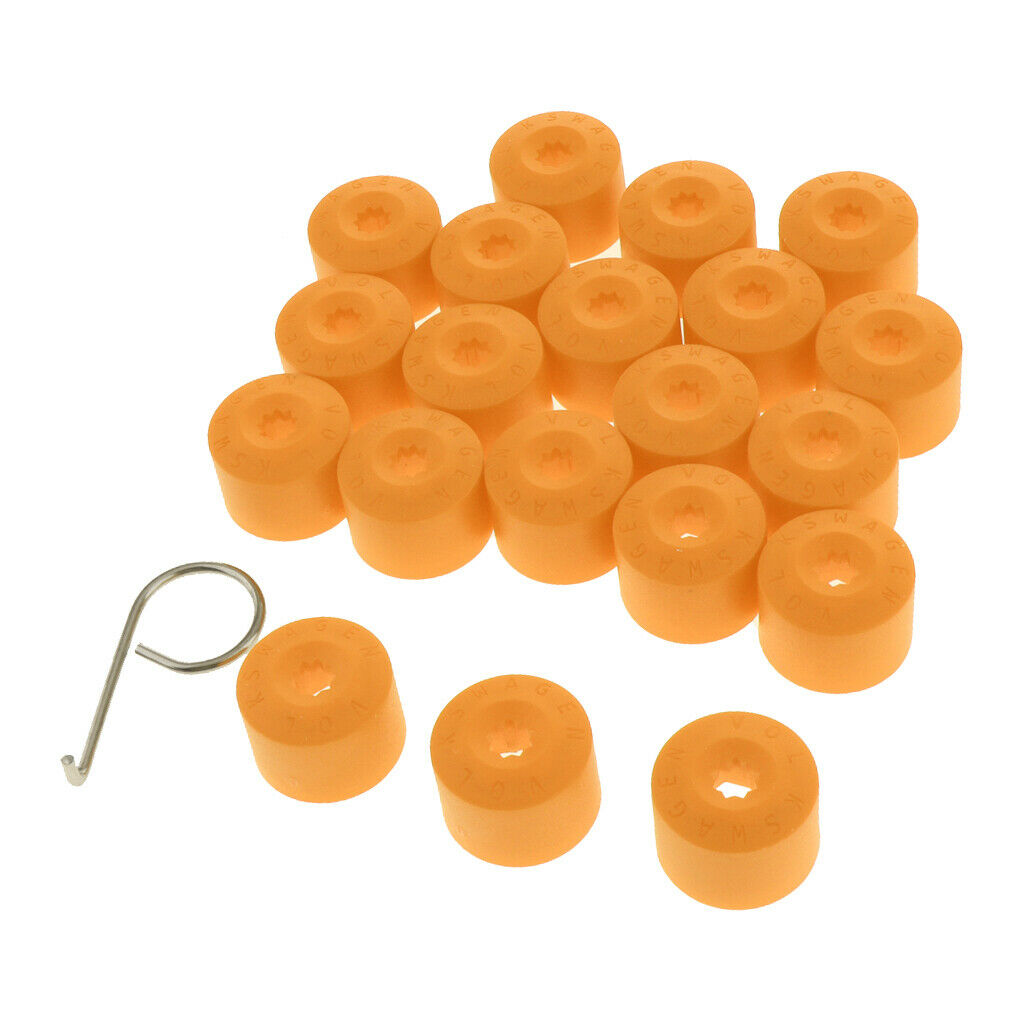 20PCS Wheel Nut Bolt Tire Screw Cap Dust Cover+Tool for VW Golf Yellow