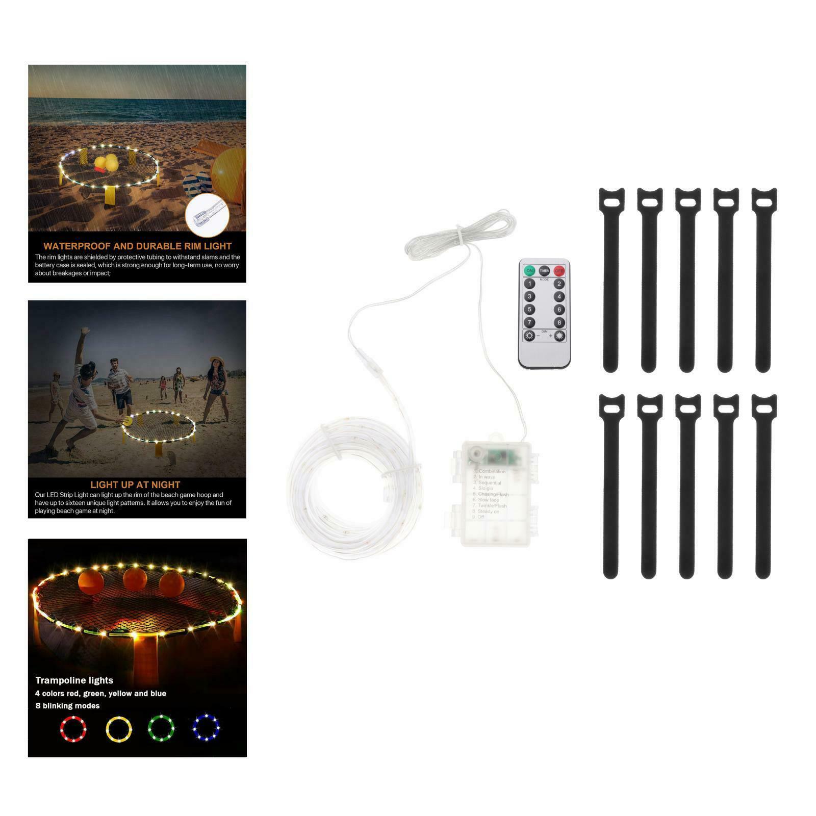 LED Trampoline Rim Lights Remote Control Rope String Strip Lights Outdoor