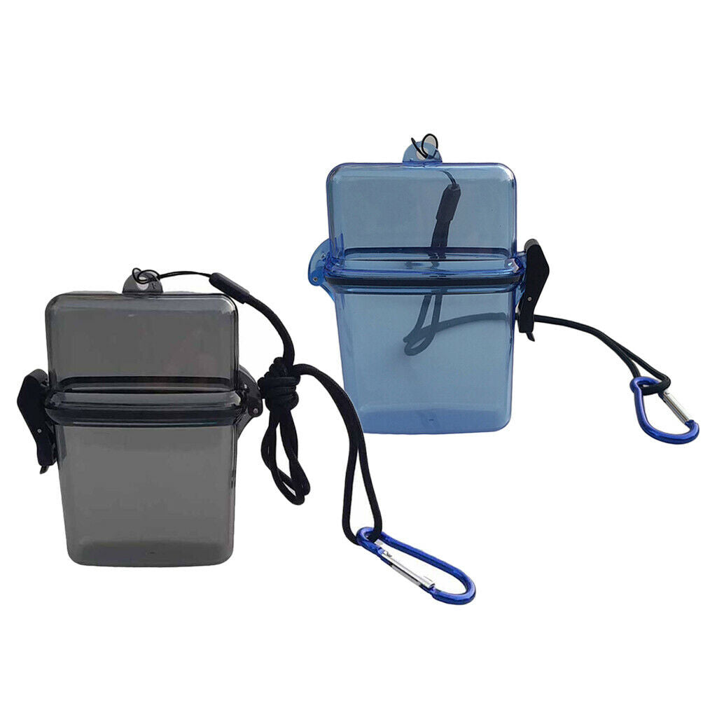 Lots 2 Gray+Blue Scuba Storage Box with Lanyard for Boating Kayaking Surfing