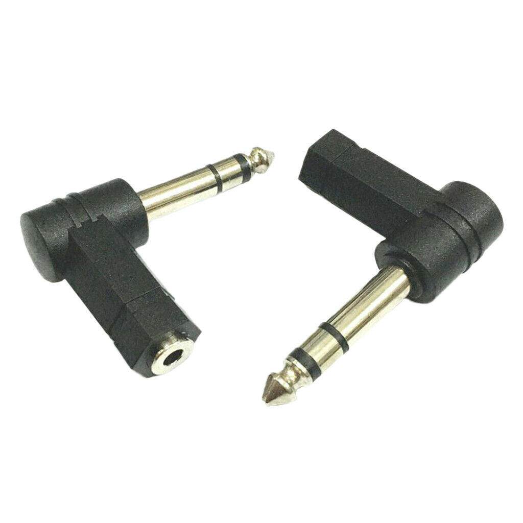 Stereo Female 6.35mm Male to 3.5mm  Female  1/4" Male Right Angle Audio Adapter