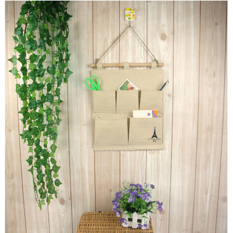 5 Pockets Closet Door Home Wall Hanging Organizer Storage Stuff Bag Pouch.l8