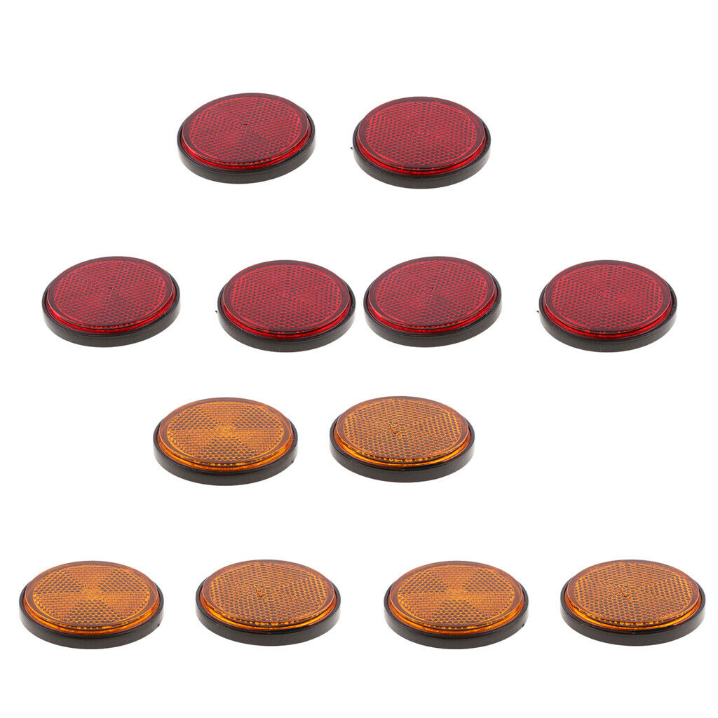 12x Red+Orange Round Reflectors Universal for Motorcycle ATV Dirt Bike Motorbike