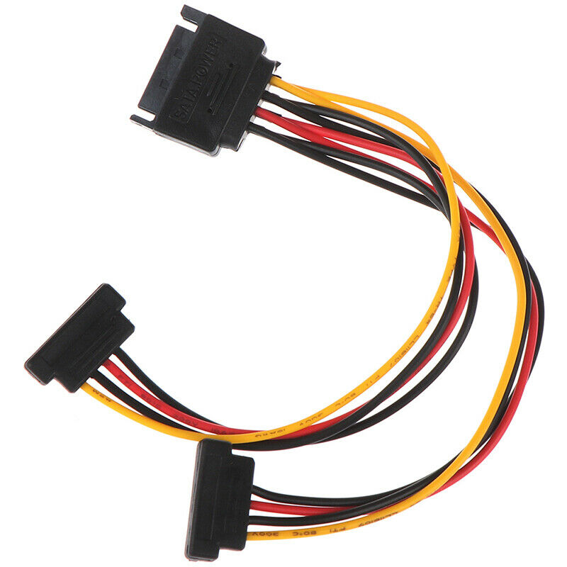 90 degree SATA 15-Pin Male to 2 x 15P Female Y Splitter Adapter Power Cab.l8