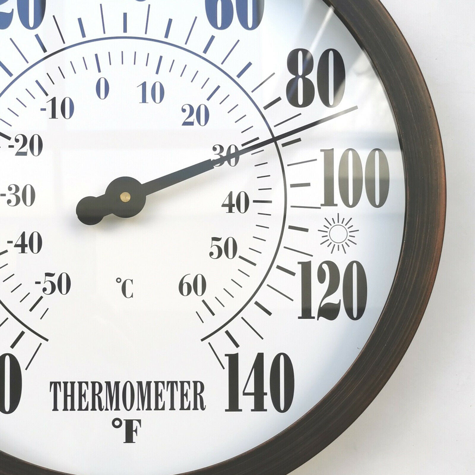 12" Round Indoor Dial Thermometer Meter for Patio Home Garden Wall-Mounted