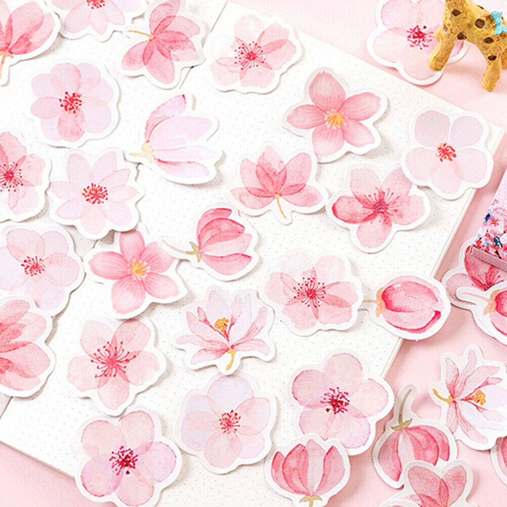 45pcs/pack Cherry Sakura Journal Stickers DIY Diary Stationery Stickers .l8