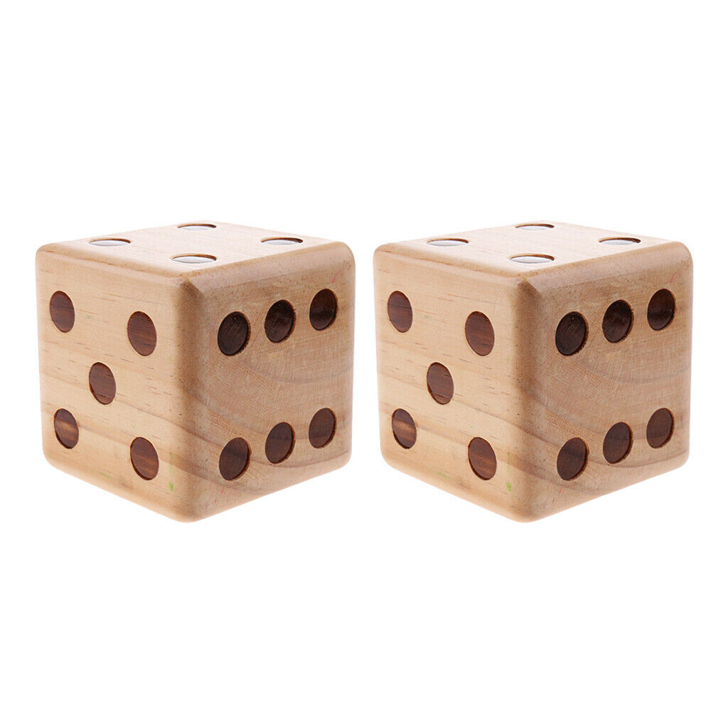 2 Pieces Six (6) Crafted 3.5-inch Big Wooden Yard Dice