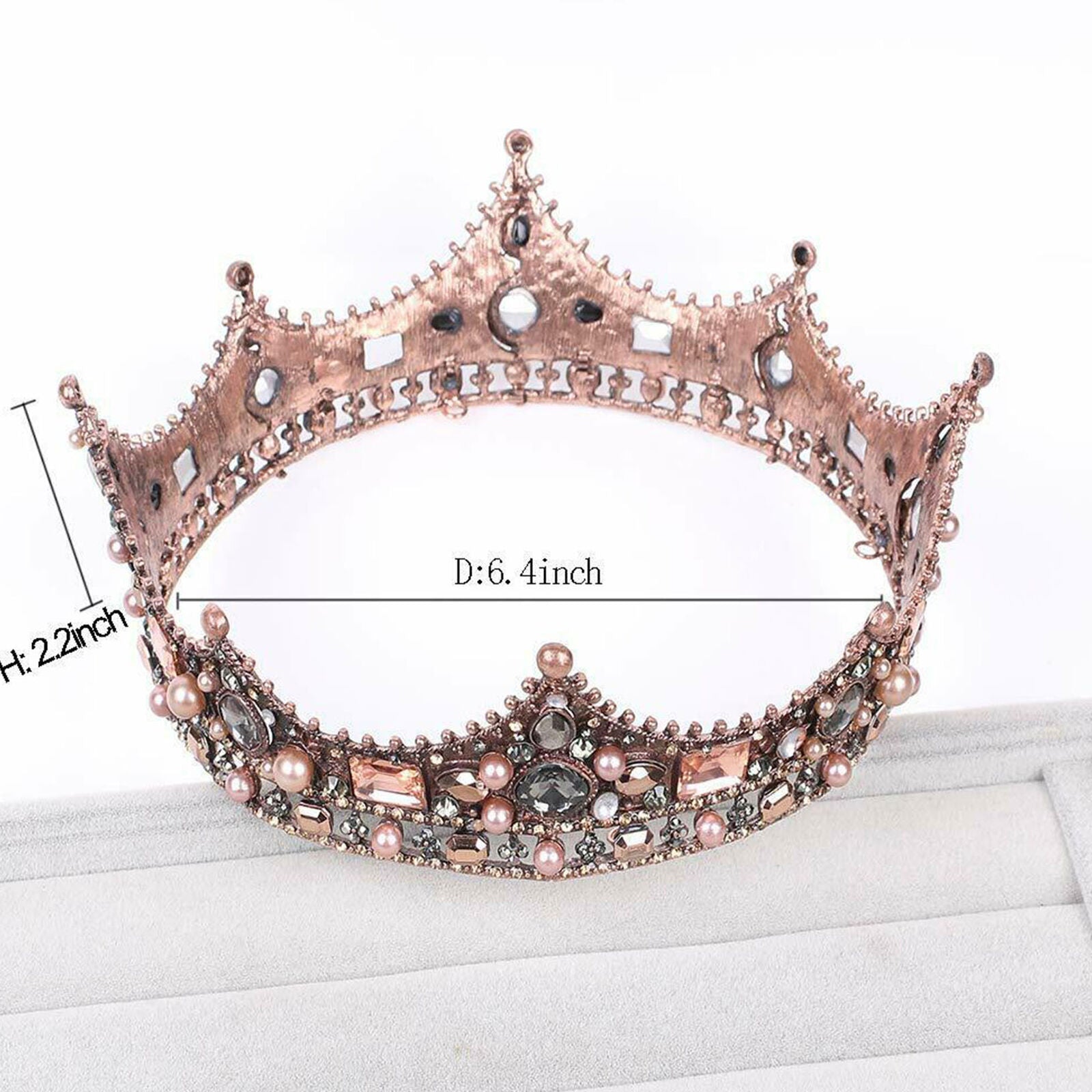 Jeweled Baroque Queen Crown Rhinestone Wedding Crown and Tiaras for Women Bridal