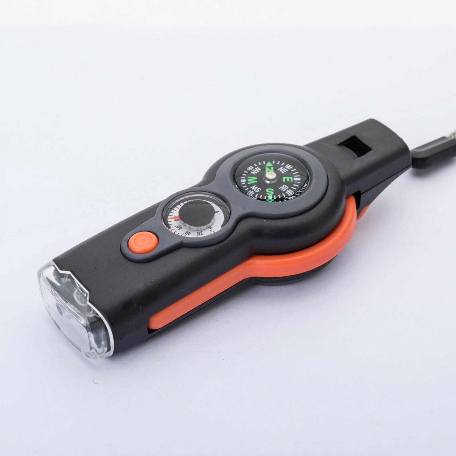 2X 7 in 1 Emergency Safety Whistle Compass Reflector Mirror LED Signal Lights