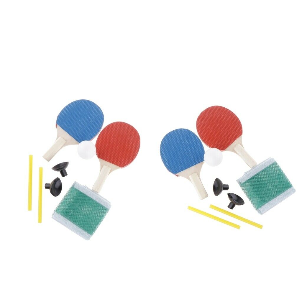 2 Pair Mini Table Tennis Racket Ball Net Paddle Tennis Game Practicing