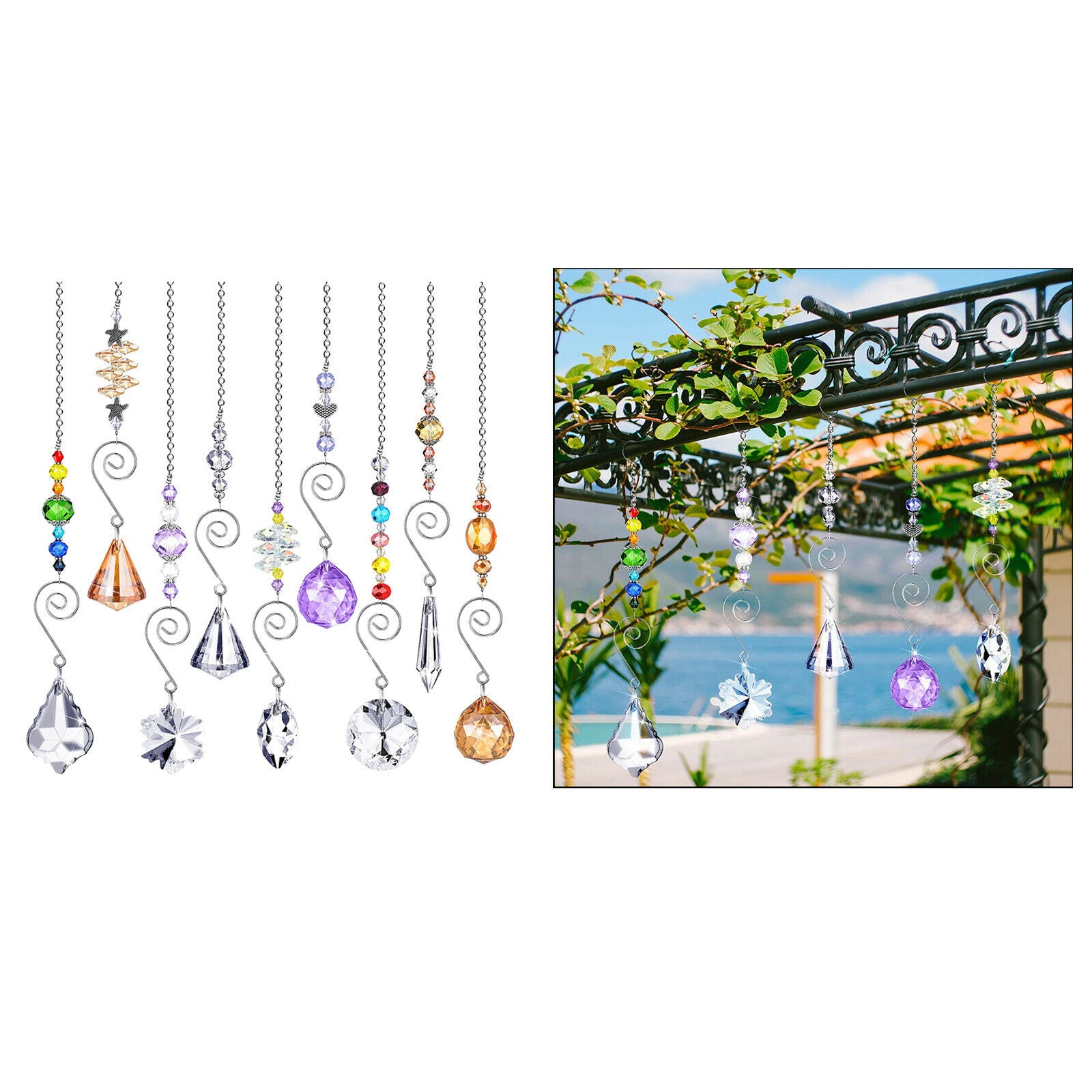 Colorful Crystals Glass Pendants Chandelier  Prisms Hanging Ornament Crystal