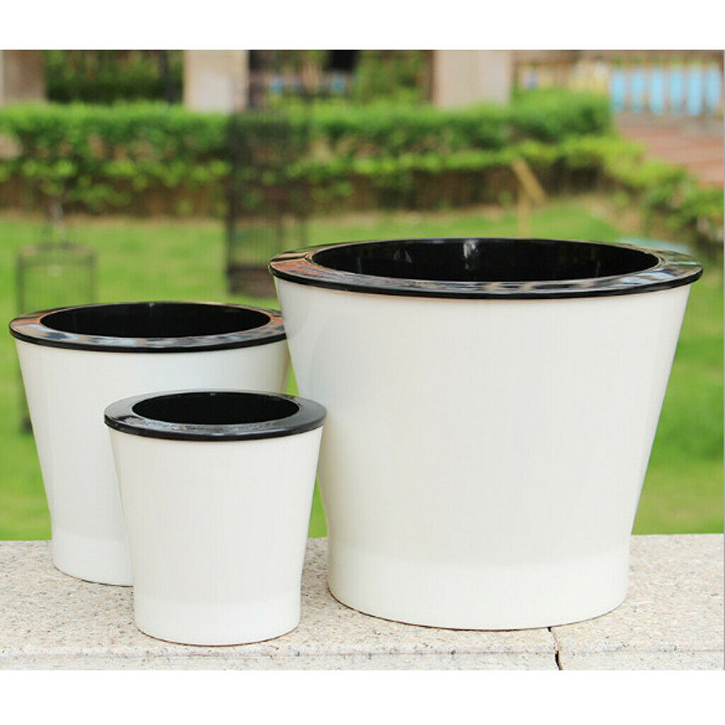 Mini Self Watering Flower Pots Planters Indoor Outdoor Garden Decor white