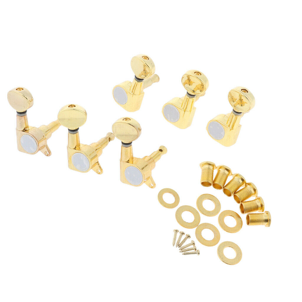 2sets Guitar String Tuning Pegs Machine Heads Tuners 3L 3R Chrome+Golden