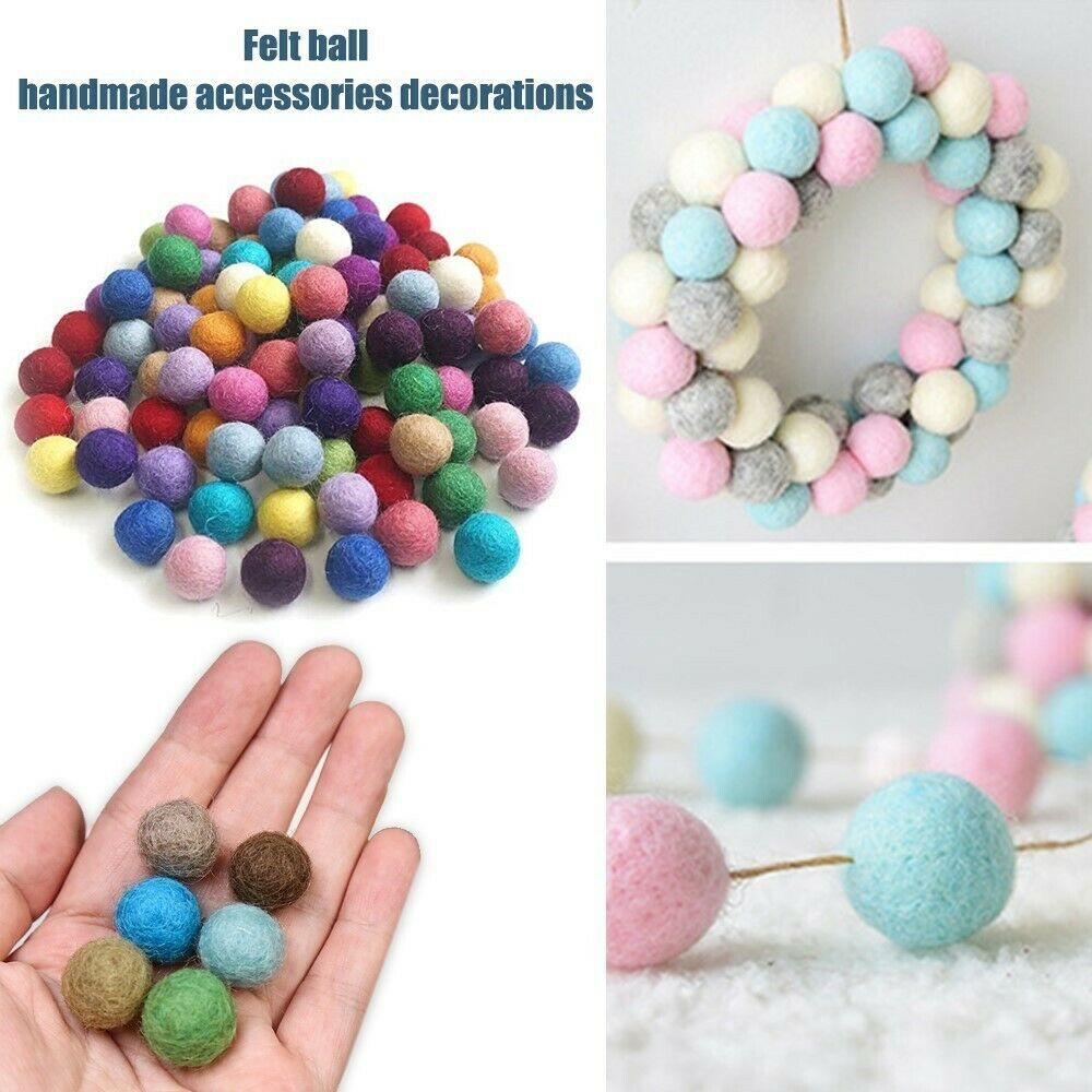 100 PCS Felt Balls Wool Hand-made Felt Beads for Crafts Room Party Wedding Decor