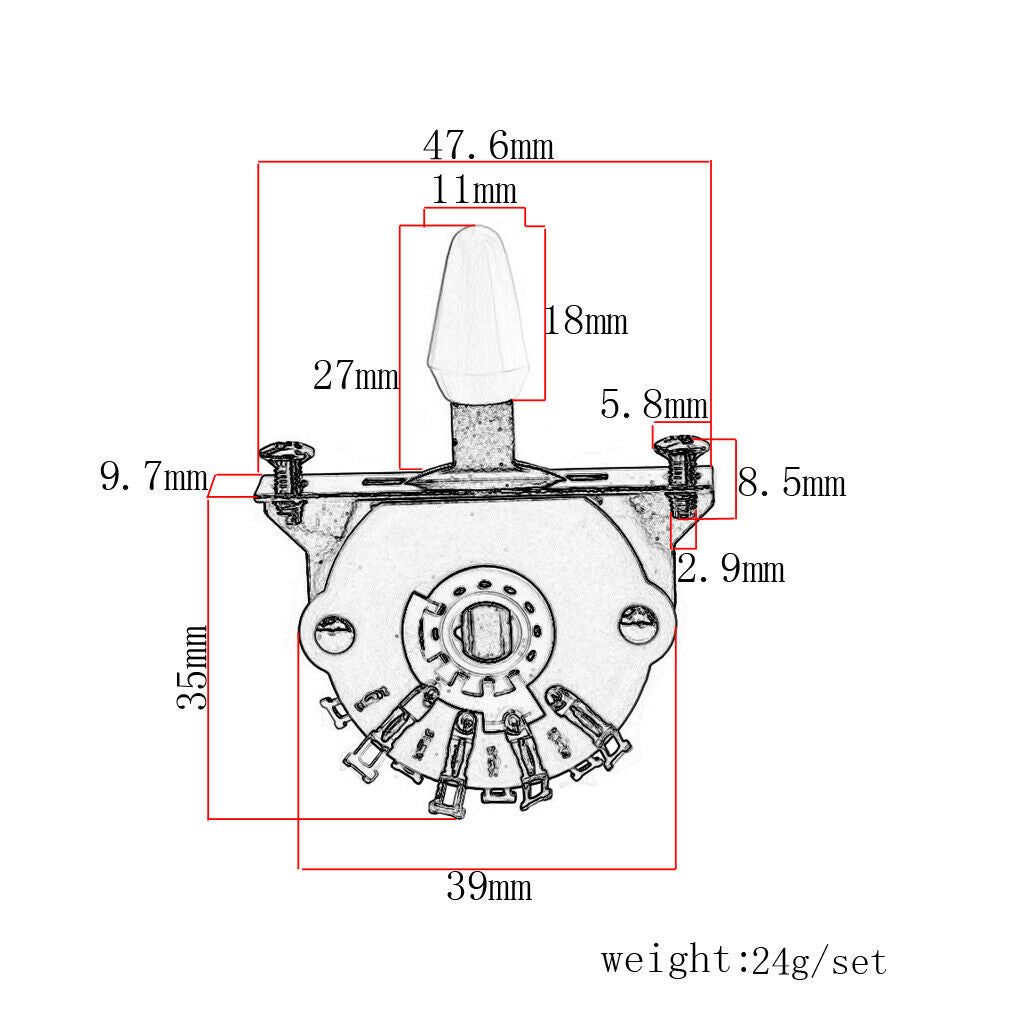 Durable 5 Position Guitar Lever Selector Switch Nickel Switch Color