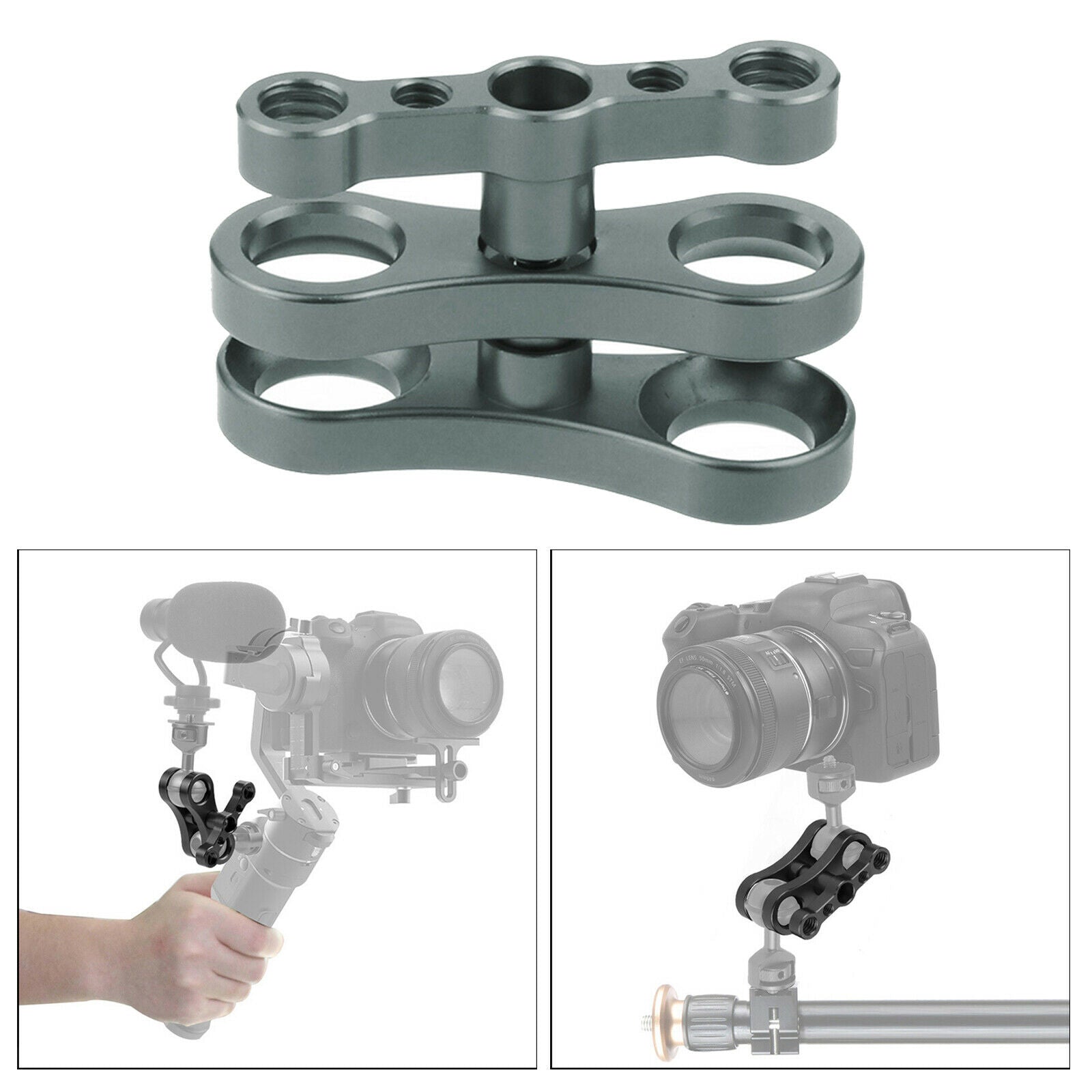 Aluminum Standard 1" Ball Clamp for Underwater Diving Light Arm System gray
