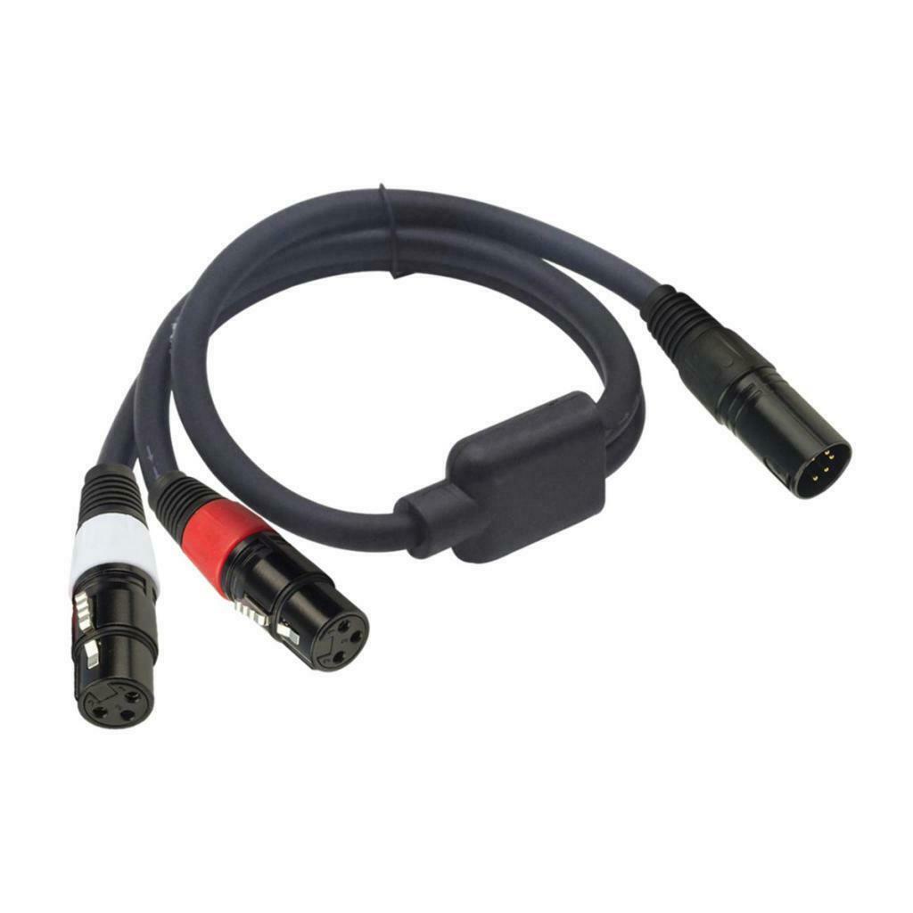 5-Pin Male to Dual 3Pin Female Camera Audio Cable XLR Stereo Lead 7inch