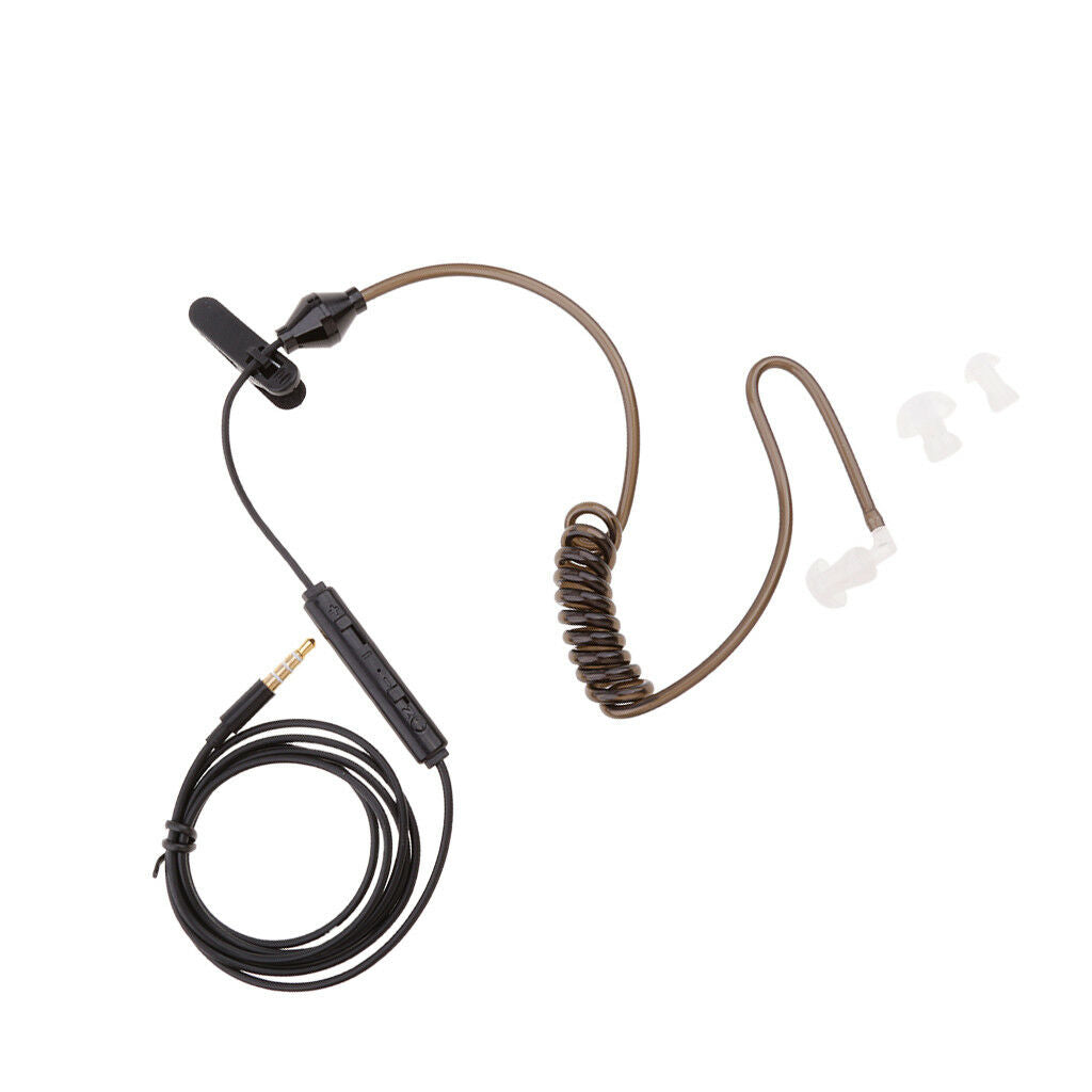 Anti-Radiation Mono Earphones 3.5 mm Volume Control Earpiece with Mic