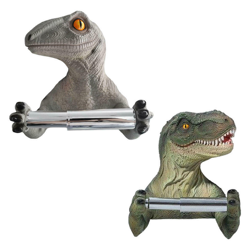 2pcs Dinosaur Toilet Paper Holder Bathroom Punch-free Shelf Home Decoration