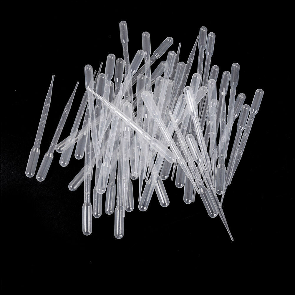 100PCS 3ML Transparent Pipettes Disposable Safe Dropper  Graduated Pipet biH Kt