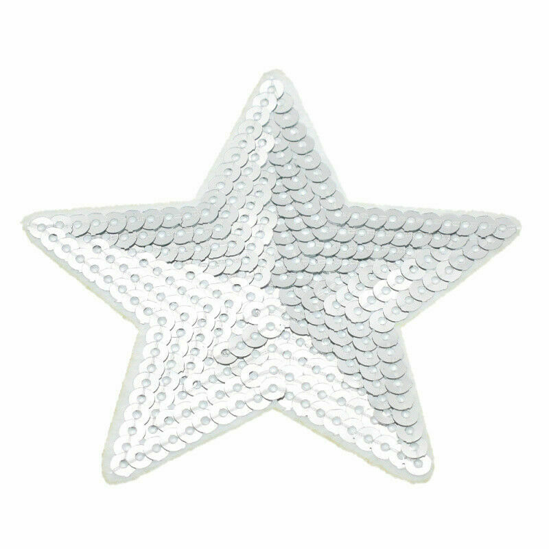 10 Pcs Sequins Star Patches Sew on Applique Embroidery Clothing Badge DIY Craft