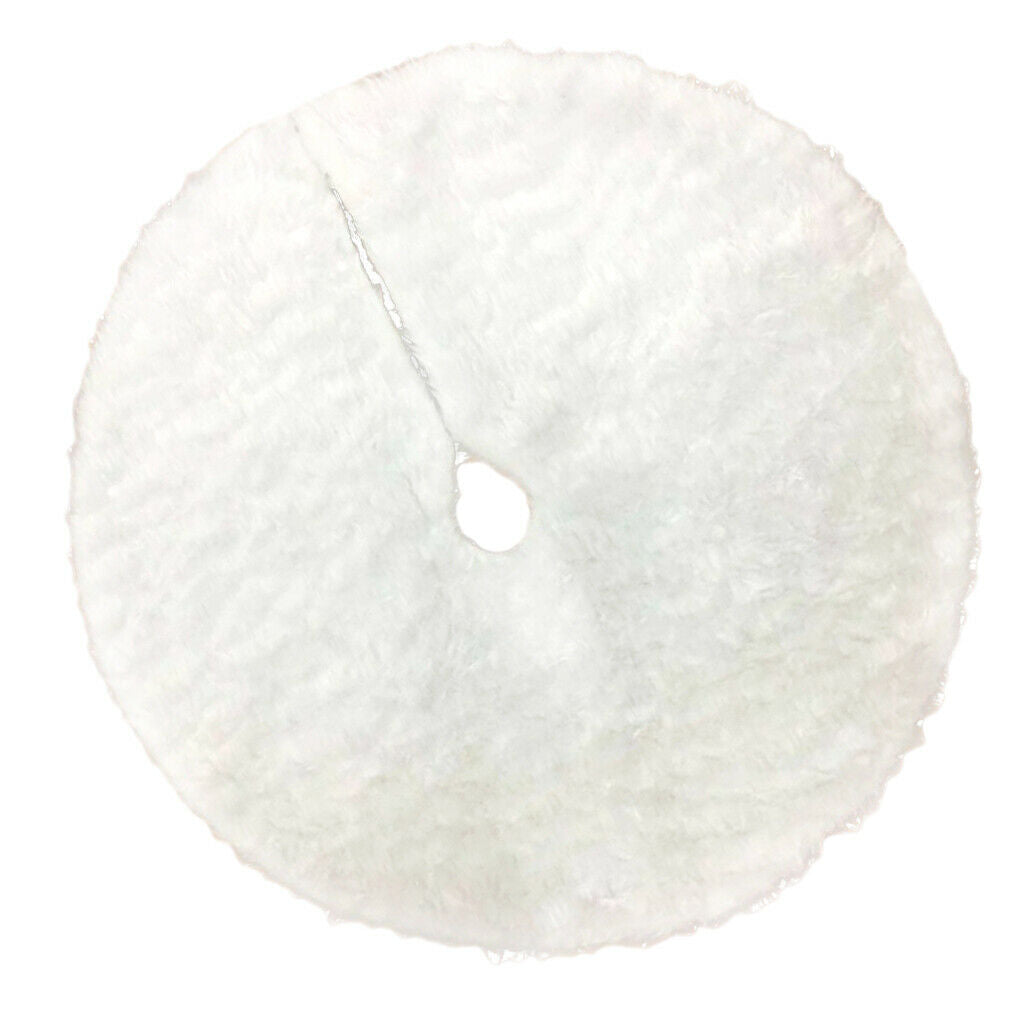 White Plush Christmas Tree Skirt Faux Fur Carpet   Tree Decorations 90cm