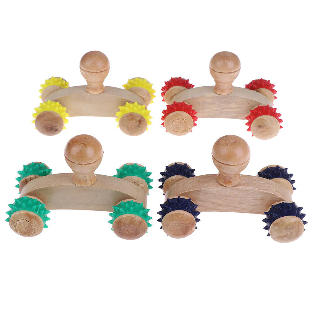 1Pcs Solid Wooden Roller Relaxing Hand  Massage Tool Reflexology Face Foo.l8