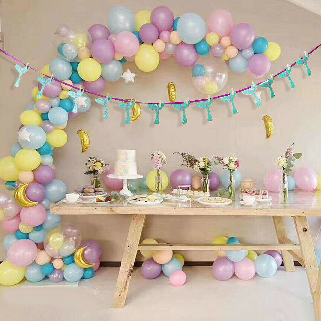 Baby 12 Months Mermaid Photo Bunting Banner With Clips Baby Shower Decor